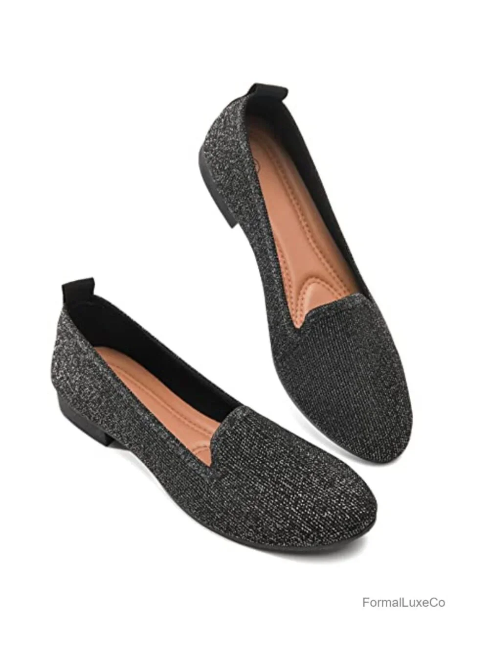 Women's Shiny Mesh Loafers with Memory Foam Insole Slip Ons